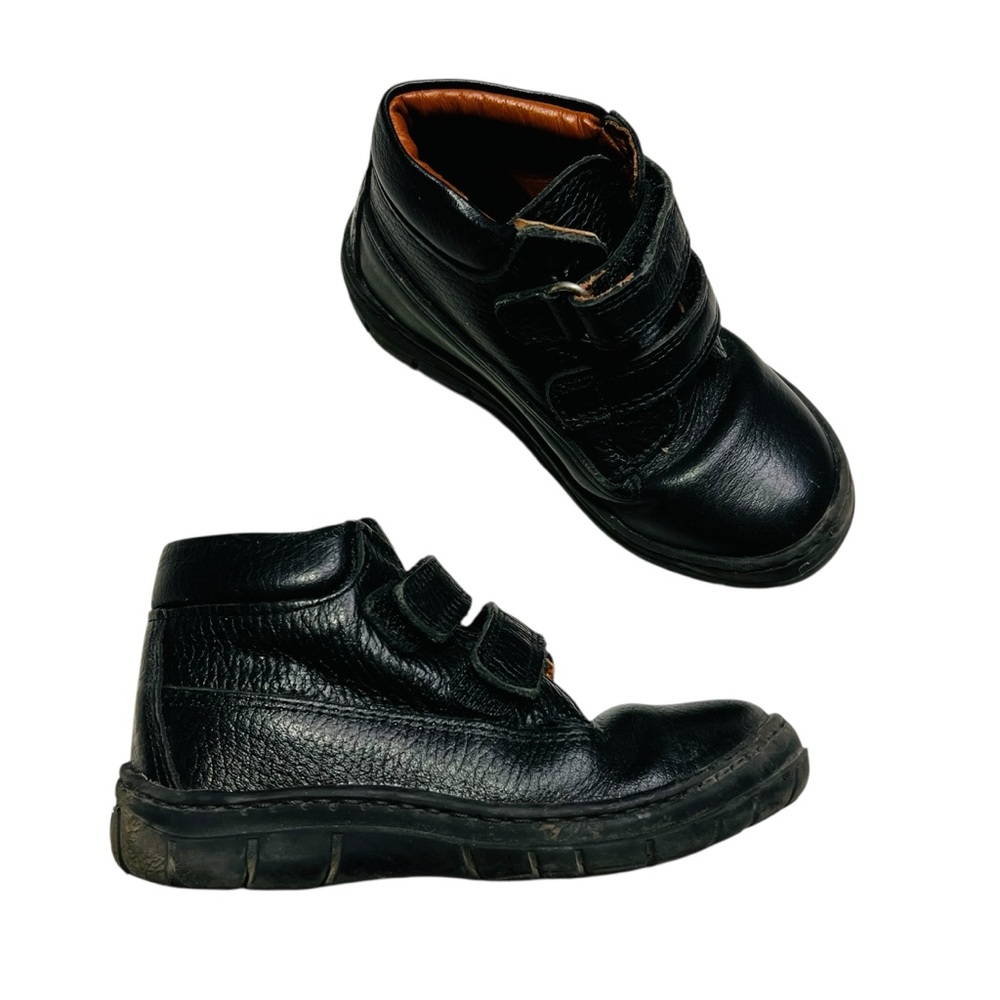 Kids‎ Black Leather Boots with Easy Straps